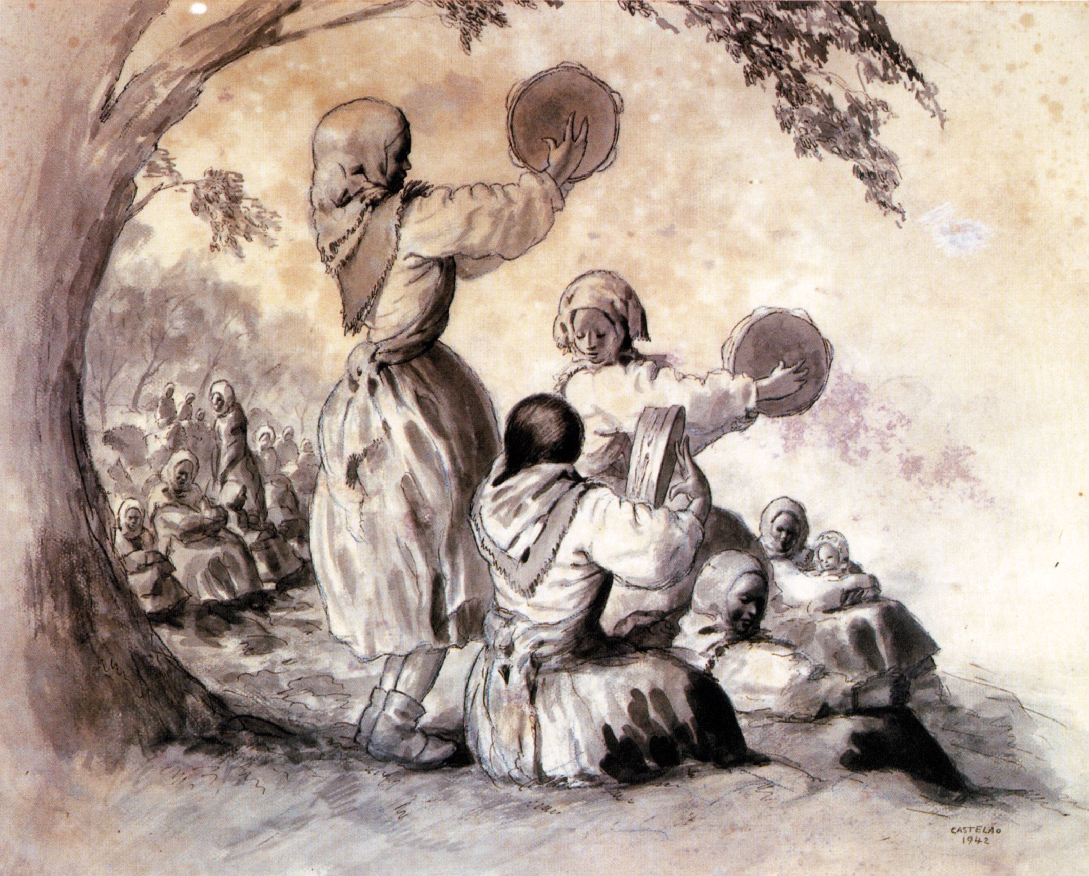 Pandereteras. Daniel Rodríguez Castelao, 1942. Colección privada. 