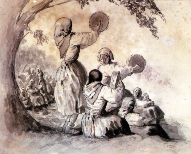 Pandereteras. Daniel Rodríguez Castelao, 1942. Colección privada. 